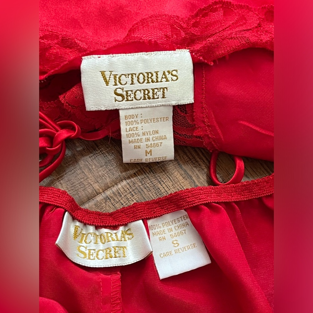 Victoria’s Secret vintage gold label women’s red lingerie pajama set-Medium - Picture 3 of 16